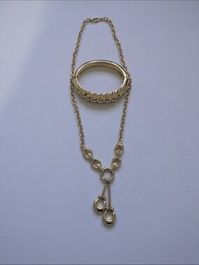 Gold-plated Women's Necklace and Bangle Set